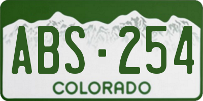 CO license plate ABS254