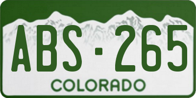 CO license plate ABS265
