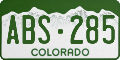 CO license plate ABS285