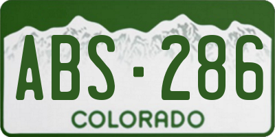 CO license plate ABS286