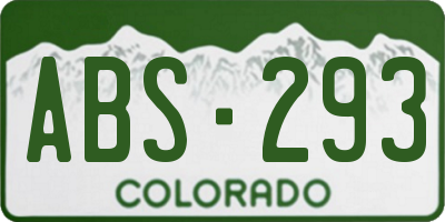 CO license plate ABS293
