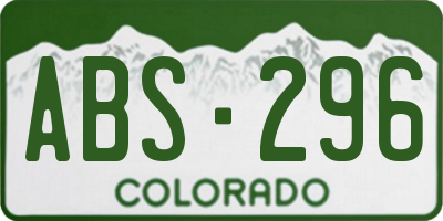 CO license plate ABS296