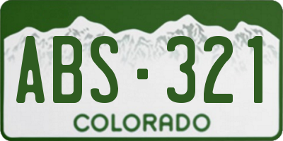CO license plate ABS321