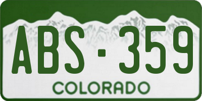 CO license plate ABS359