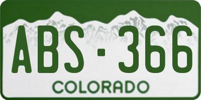 CO license plate ABS366