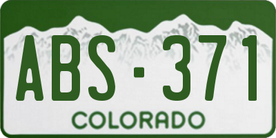 CO license plate ABS371