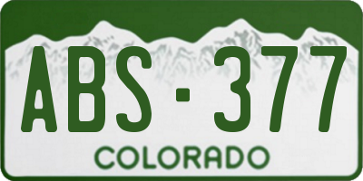 CO license plate ABS377