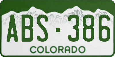 CO license plate ABS386