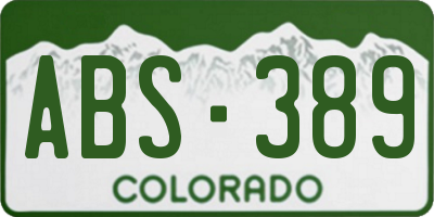 CO license plate ABS389