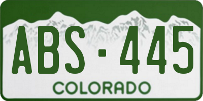 CO license plate ABS445
