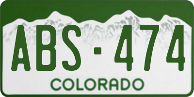 CO license plate ABS474