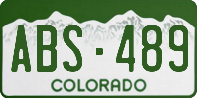 CO license plate ABS489