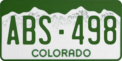 CO license plate ABS498