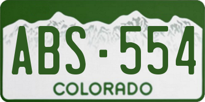 CO license plate ABS554