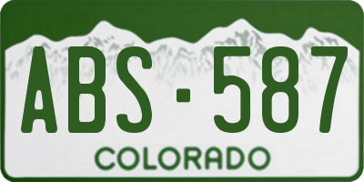 CO license plate ABS587