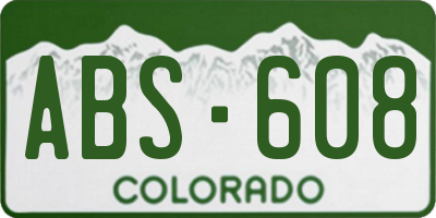 CO license plate ABS608