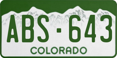 CO license plate ABS643