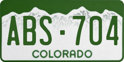 CO license plate ABS704