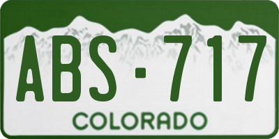 CO license plate ABS717
