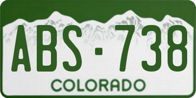 CO license plate ABS738