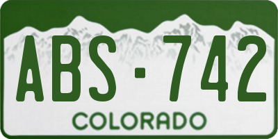 CO license plate ABS742