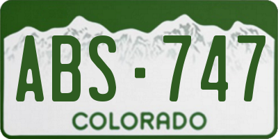CO license plate ABS747