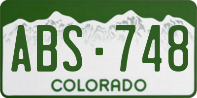 CO license plate ABS748