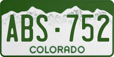 CO license plate ABS752