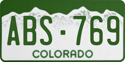 CO license plate ABS769