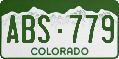 CO license plate ABS779