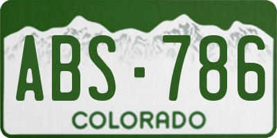 CO license plate ABS786