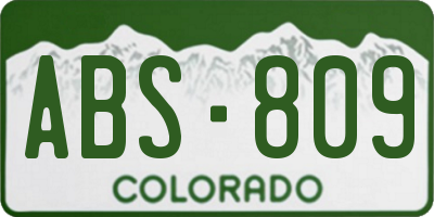 CO license plate ABS809