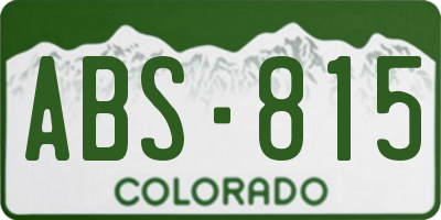 CO license plate ABS815