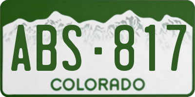 CO license plate ABS817