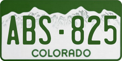 CO license plate ABS825