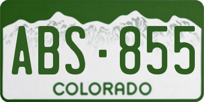 CO license plate ABS855