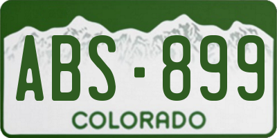 CO license plate ABS899