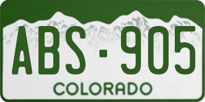 CO license plate ABS905