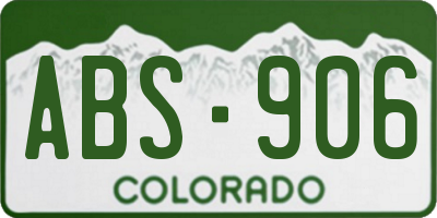 CO license plate ABS906