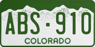 CO license plate ABS910