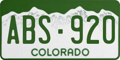CO license plate ABS920