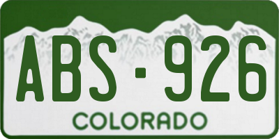 CO license plate ABS926