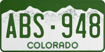 CO license plate ABS948