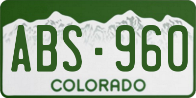 CO license plate ABS960