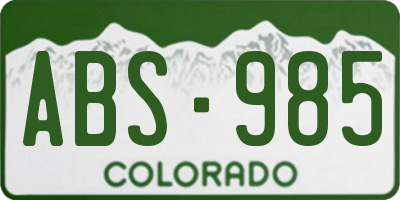 CO license plate ABS985