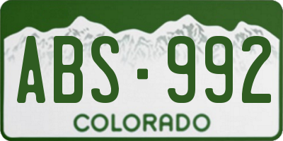 CO license plate ABS992