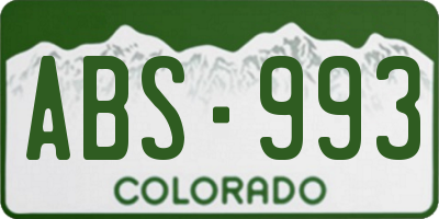 CO license plate ABS993