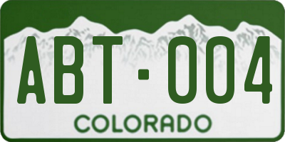 CO license plate ABT004
