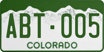 CO license plate ABT005