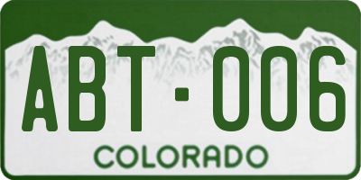 CO license plate ABT006